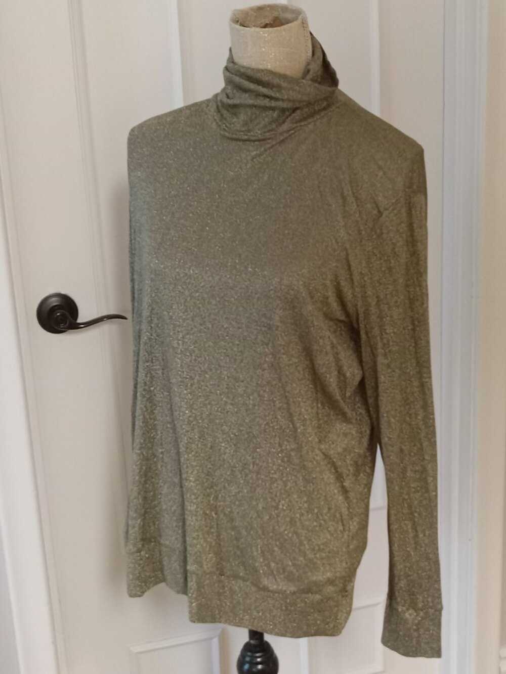 Fabiana Filippi Metallic Gold Cowl/Turtle Neck Knit Top- Made in Italy